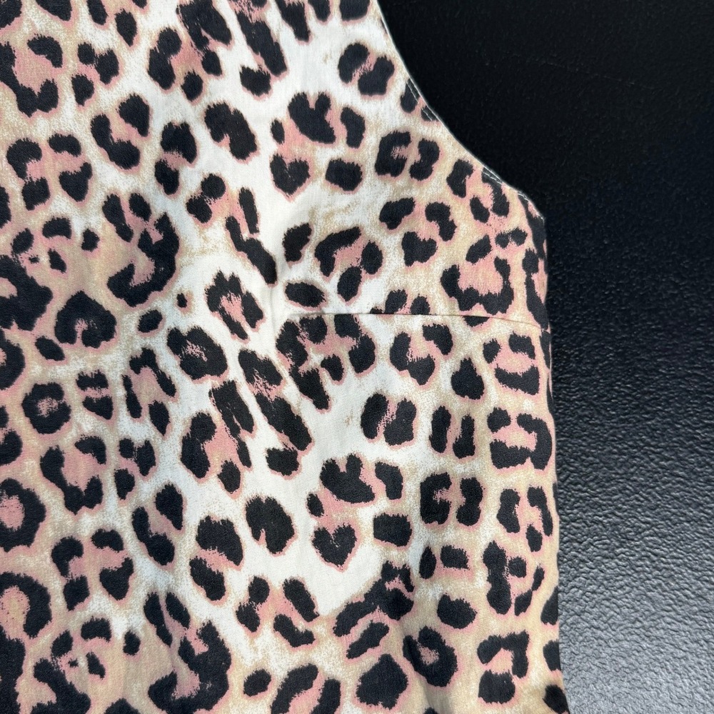 ASOS‎ DESIGN Leopard Print Peplum Cami Top Pink Tan Cotton Keyhole Tie US 2 - Picture 4 of 8